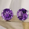 Image 1: White Gold Plated 6mm Round Amethyst Solitaire Stud Earrings
