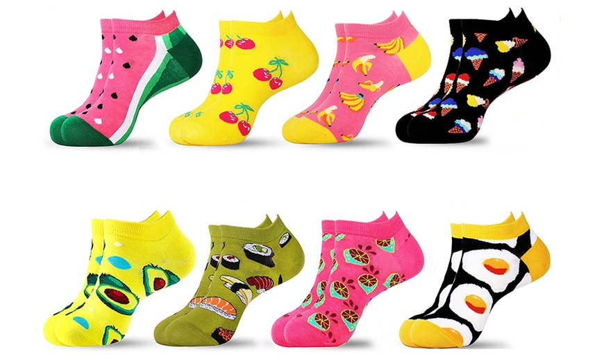 Image 7: 1 of 8 paar kleurrijke sokken met print