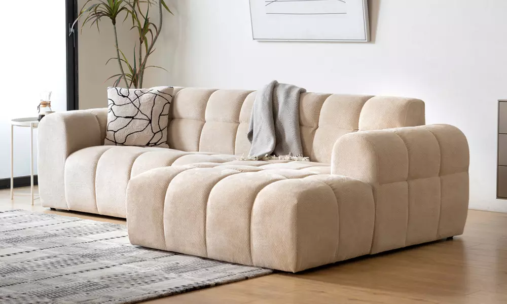 Canapé d'angle 3 places nuage en velours