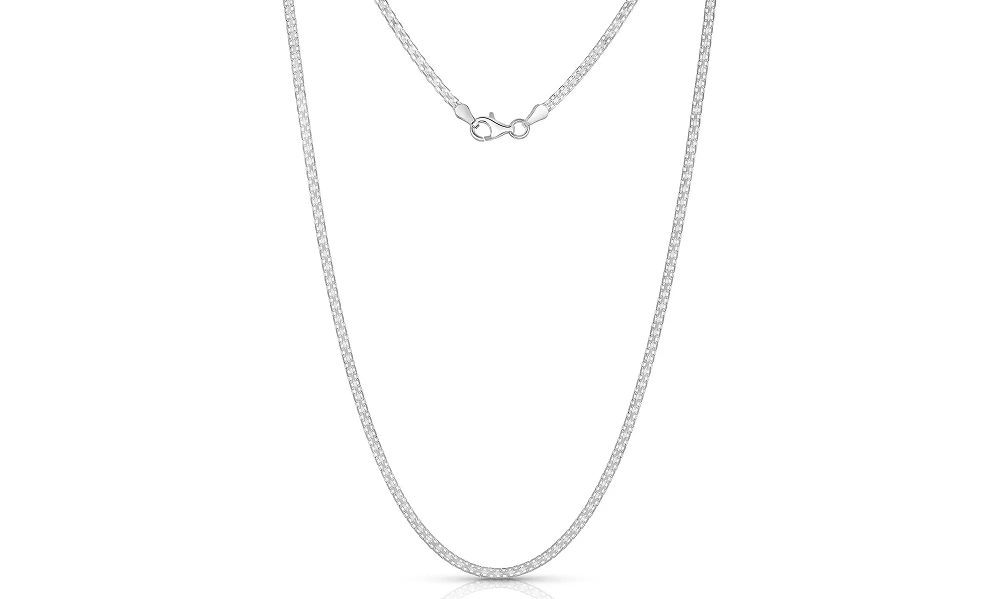 Italian Made Sterling Silver Bismark Chain Necklace 16-30 Inch