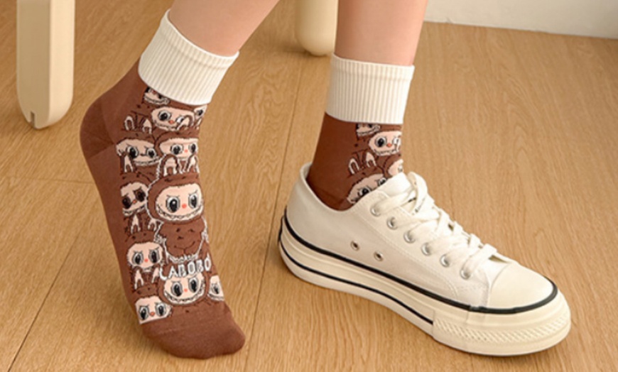 Image 9: Five Pairs of Labubu-Inspired Cotton Socks 