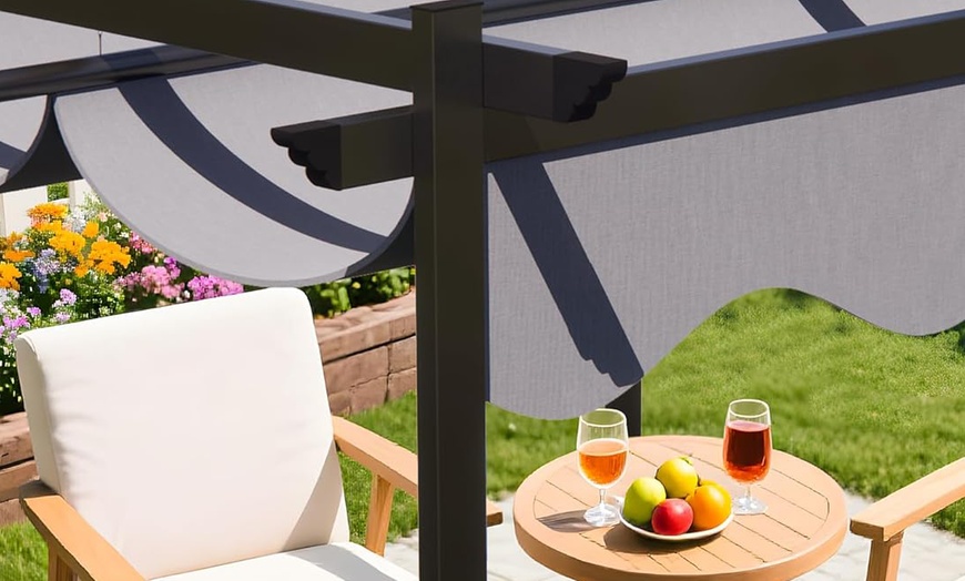 Image 2: Alivio 4m x 3m Steel Frame Pergola with UV-Resistant Canopy