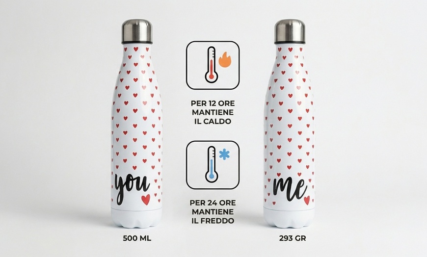 Image 5: Set di 2 borracce termiche You & Me con design a cuore