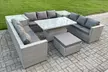10-Seater Weather-Resistant Rattan Dining Set with Adjustable Table - Image 2