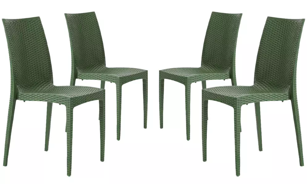 Set di 4 sedie da giardino in polipropilene stile Rattan