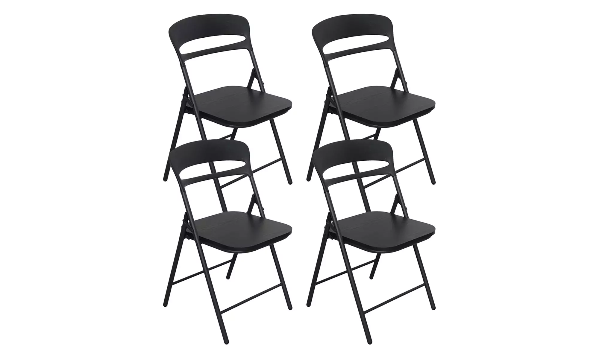 Juego de 4 sillas plegables de metal con asiento de madera