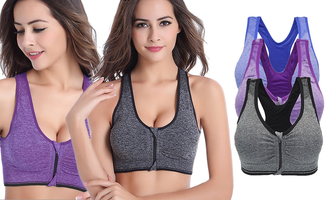 3-Pack Racerback Sports Bras Seamless High Impact Support Yoga Workout Fitness
