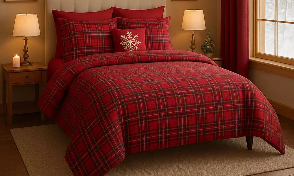 Parure copripiumino o completo lenzuola 100% cotone tartan scozzese
