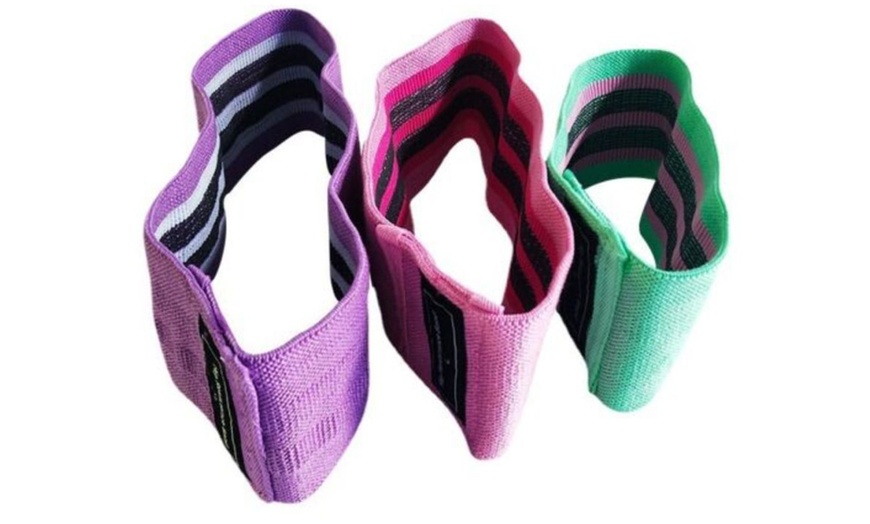 Image 2: Three-Piece Resistance Loop Band for Squats and Leg Workouts