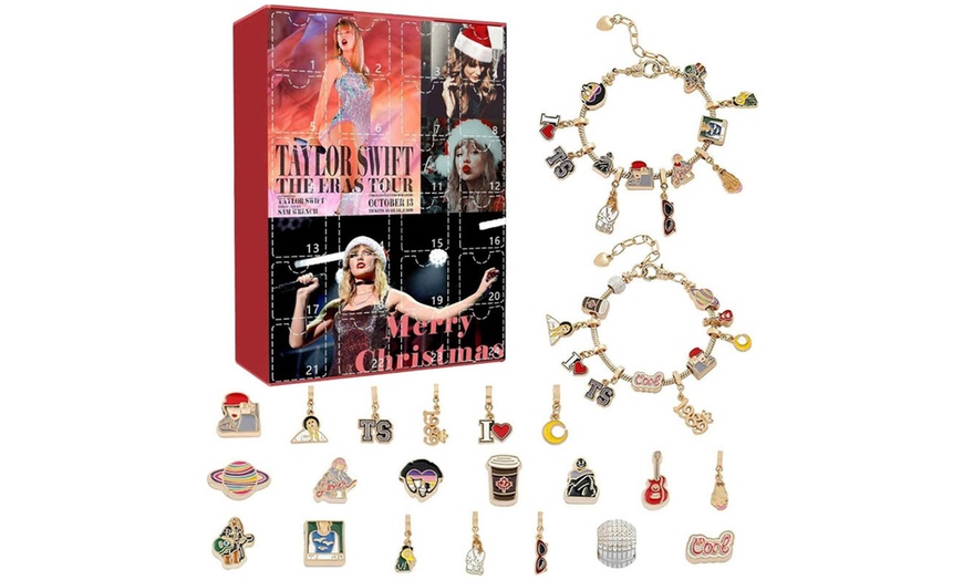 Image 2: Christmas Bracelet Kit; Handmade with Unique Charms for Swift Fans