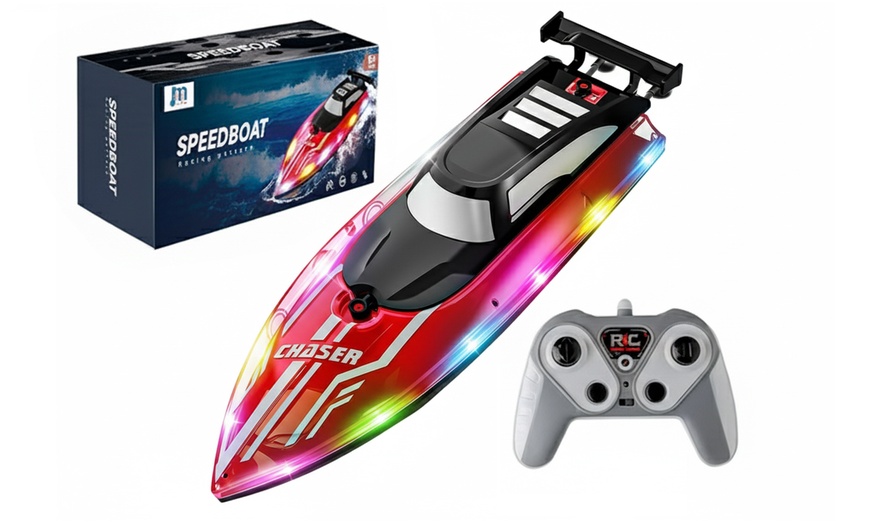 Image 2: Boat with LED Lights - 2.4 GHz Remote Control Racing Boat