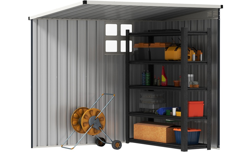 Image 4: Outsunny 4x6ft Outdoor Garden Storage Shed with Window and Vents