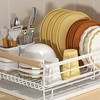 Image 1: Two-Tier Metal Dish Drying Rack with Removable Drip Tray