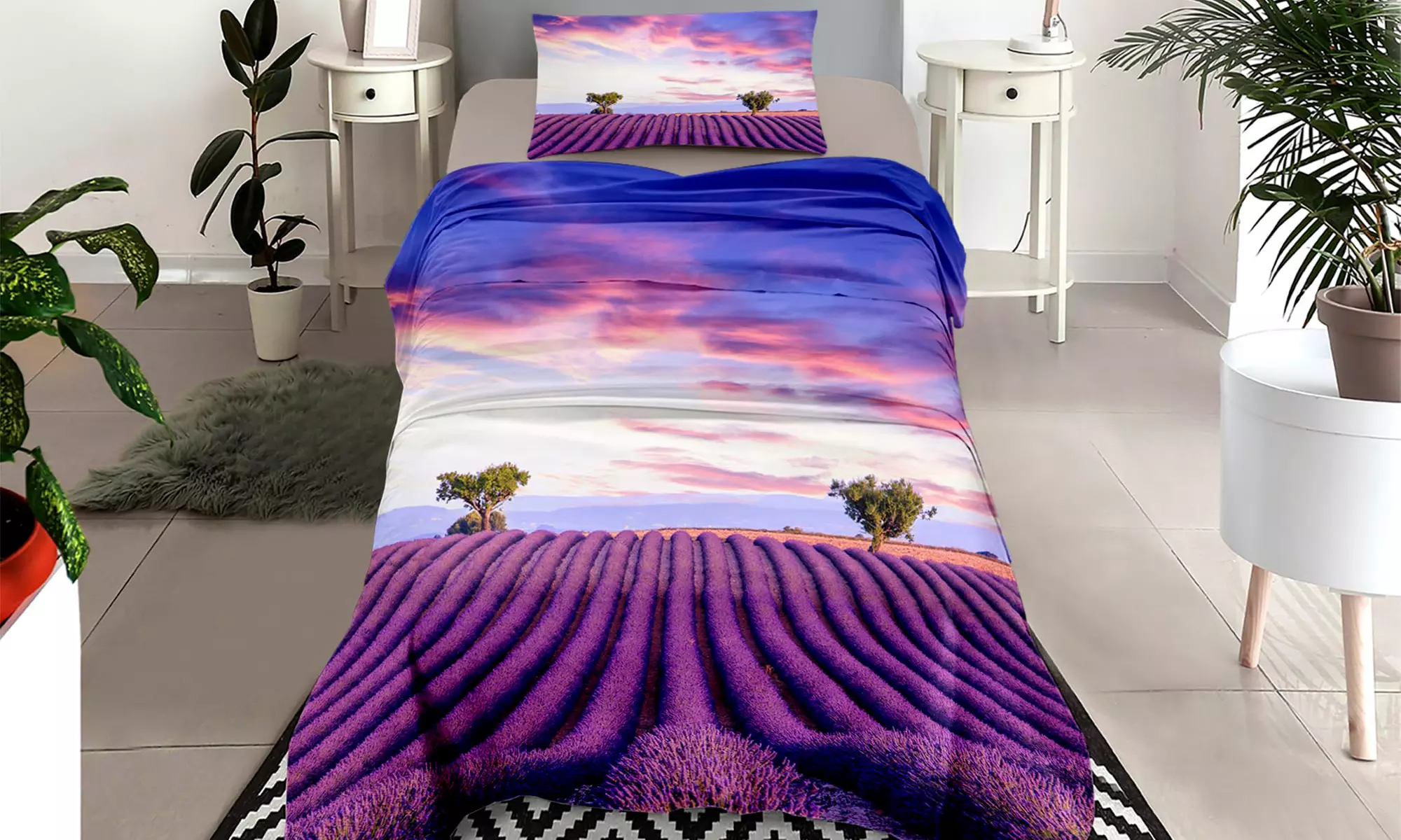 Completo lenzuola in cotone con stampa digitale