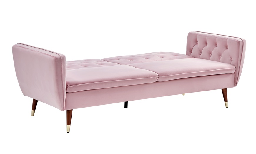 Image 28: Three-Seater Velvet Click Clack Sofa Bed