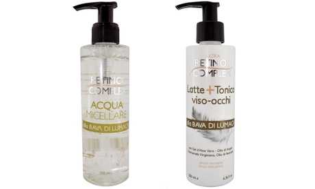 1 o 2 tonico viso-occhi e acqua micellare struccante alla bava di lumaca
