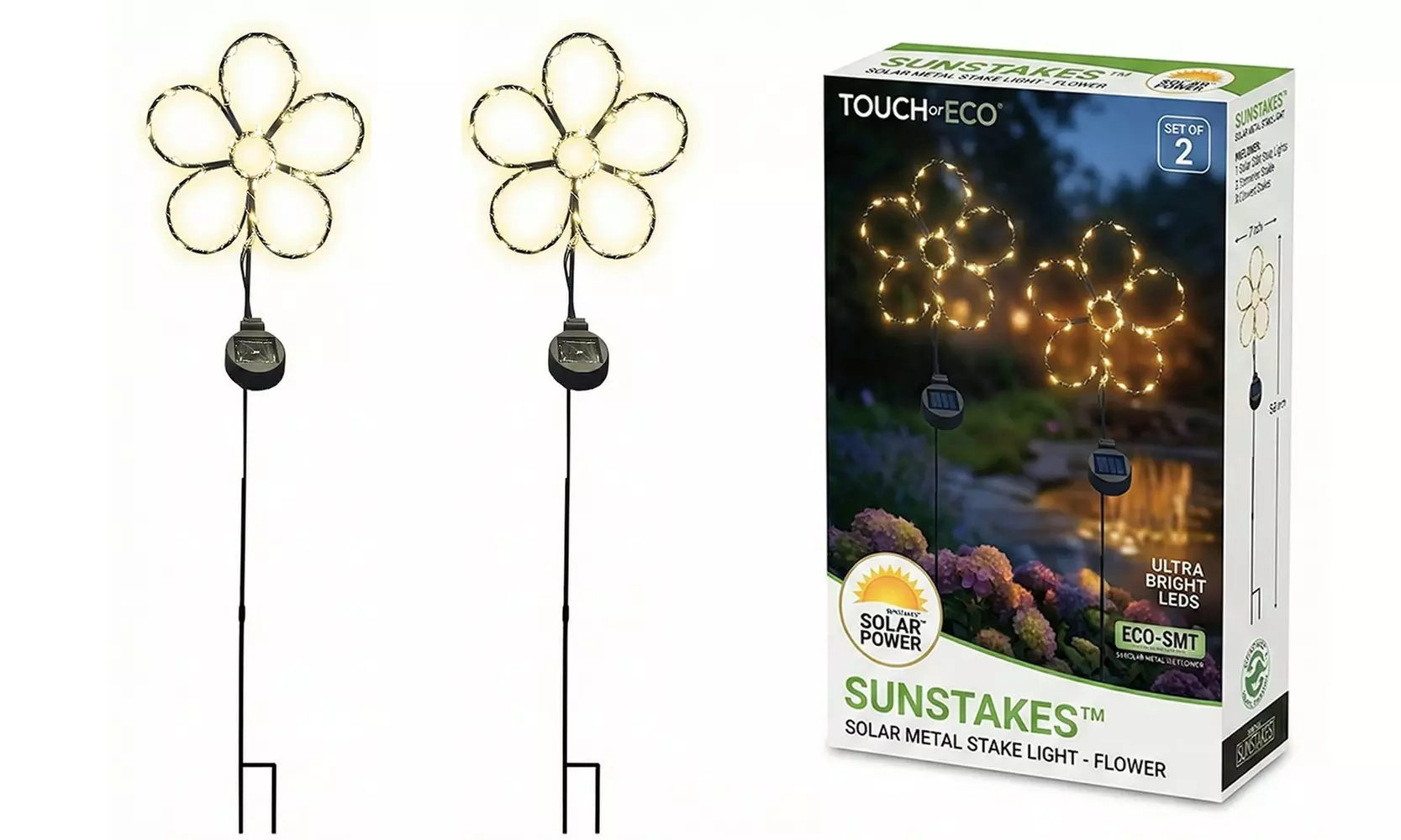 Outdoor Solar Powered LED Decorative Garden Stake Light (Set of 2) - 5 Options