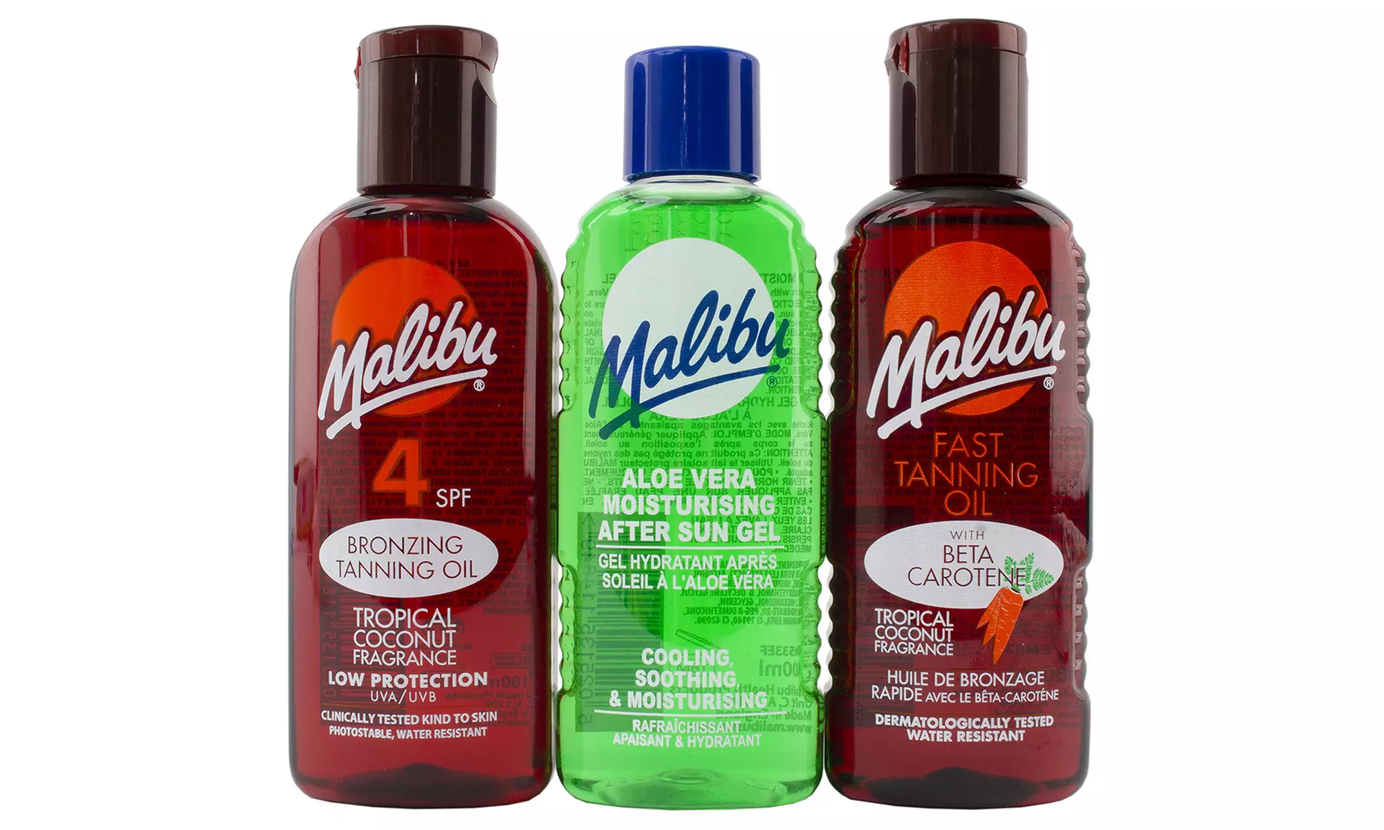 Three-Pack Malibu Tanning Oil; SPF 4, After Sun and Tan Enhancer - Primary Image