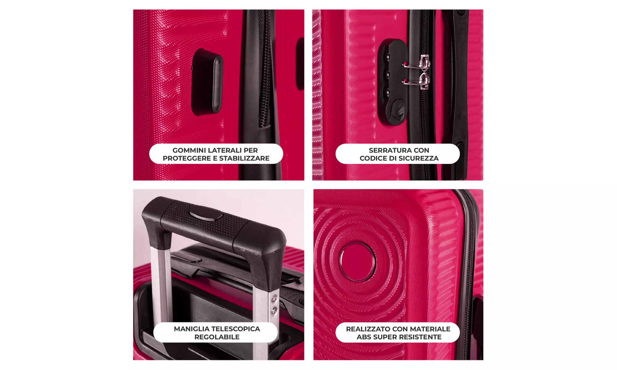 Maleta de cabina de ABS con ruedas desmontables