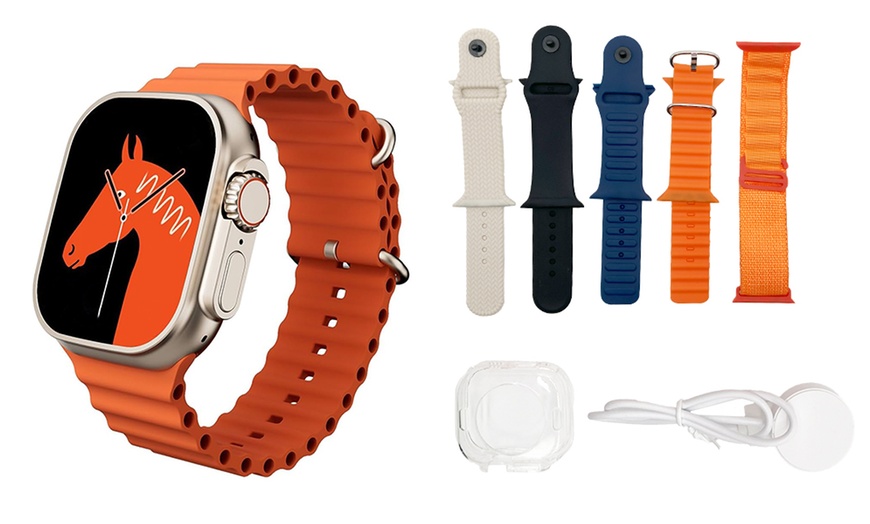 Image 2: Smartwatch avec 5 bracelets et un chargeur sans fil