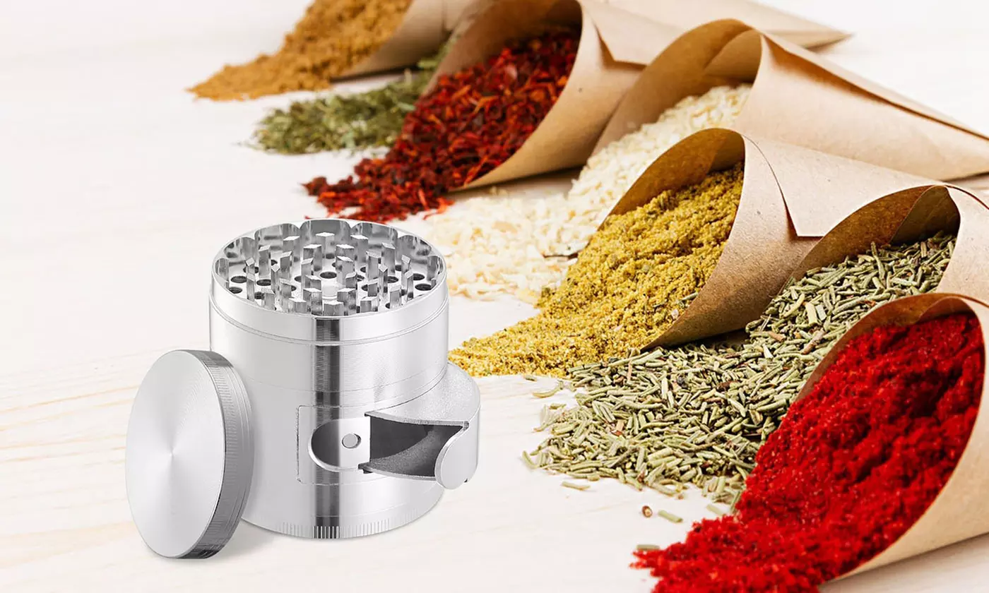 iMounTEK 4-Piece Herb Spice Tobacco Grinder with Window & Scraper