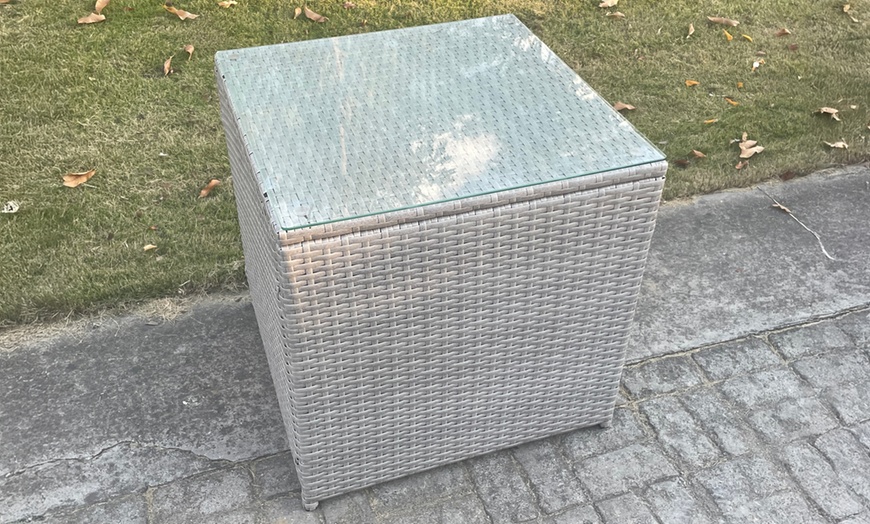 Image 4: Fimous Rattan-Effect Adjustable Rising Lifting Table Sofa Dining Set