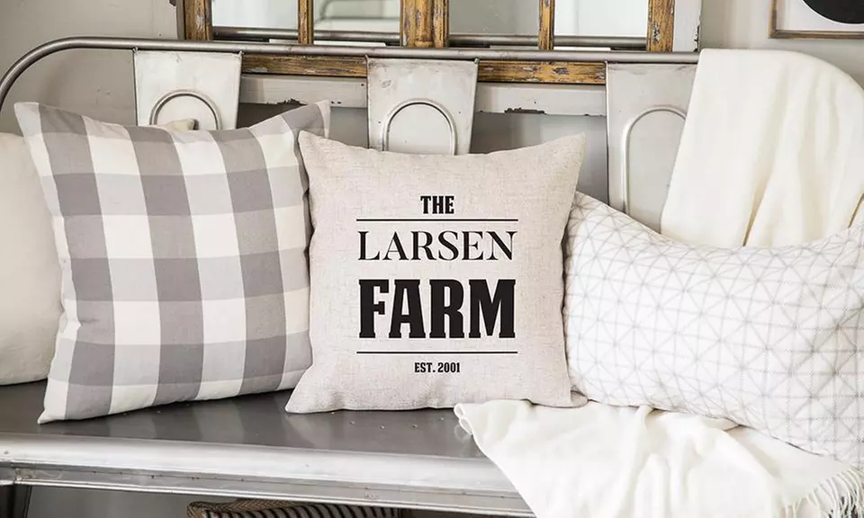 Personalized Farmhouse-Style Throw Pillow Covers from Qualtry (Up to 28% Off) - Second Medium