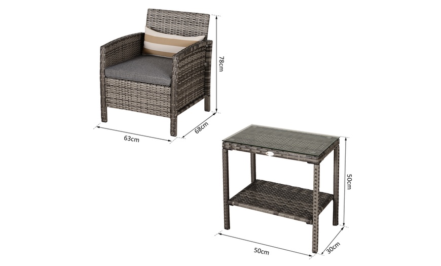 Image 22: Outsunny Rattan-Effect Bistro Furniture Set