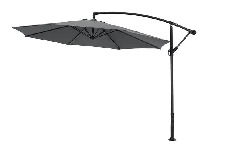 Image 13: Large 3m Grey Cantilever Parasol with Multiple Base Styles 