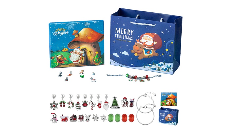 Image 3: 24-Day Christmas Advent Calendar Bracelet Making Kit
