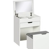Image 2: HomCom Dressing Table with Flip-up Mirror and Storage Stool