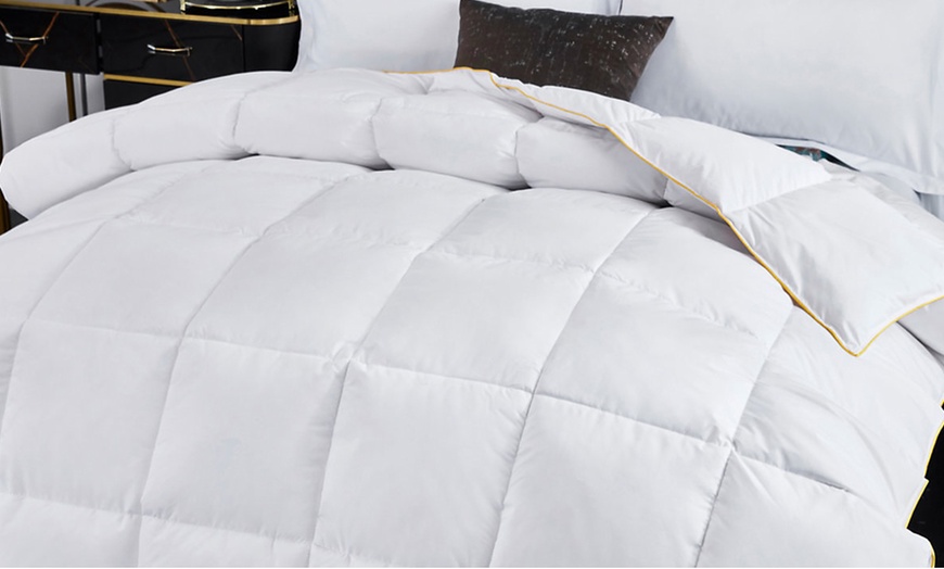 Image 5: Luxury Gold Coloured Piped Edge Winter Goose Feather & Down Duvet