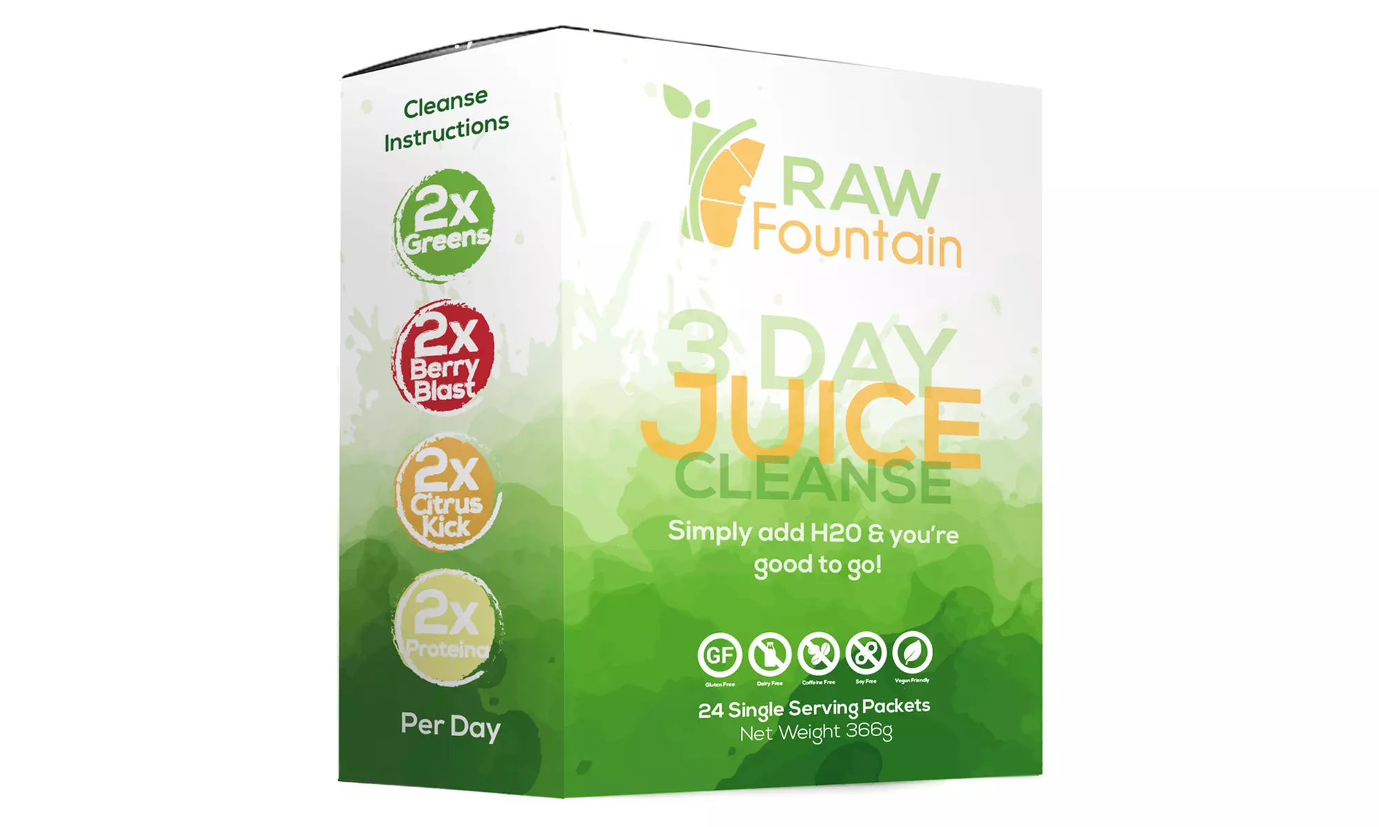 Raw Fountain - 3 Day Juice Cleanse Detox 24 Powder Packets - Weight Loss Program