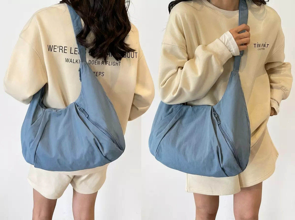 Nylon Crescent Crossbody Bag with Adjustable Strap for Women