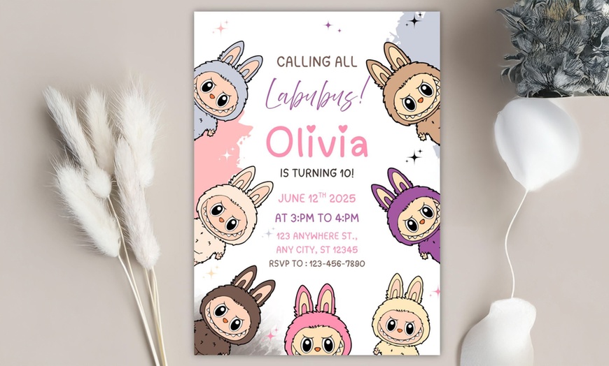 Image 1: Labubu Party Time! Birthday Invitation for a Magical Day
