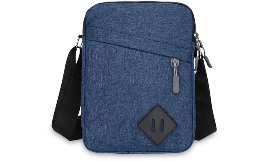 Image 22: Men's Oxford Crossbody Shoulder Bag with Adjustable Strap