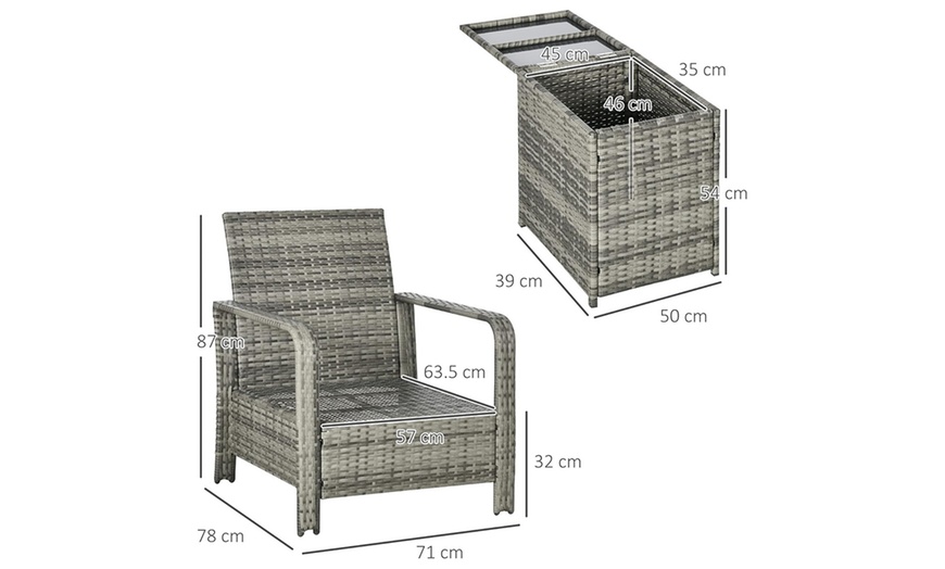 Image 17: Outsunny 3-Piece Rattan Effect Bistro Set