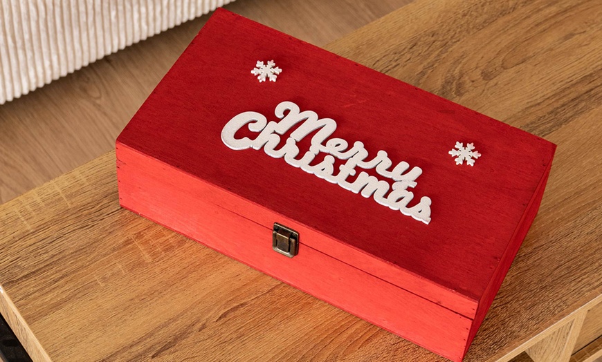 Image 3: Cassetta portabottiglie natalizia