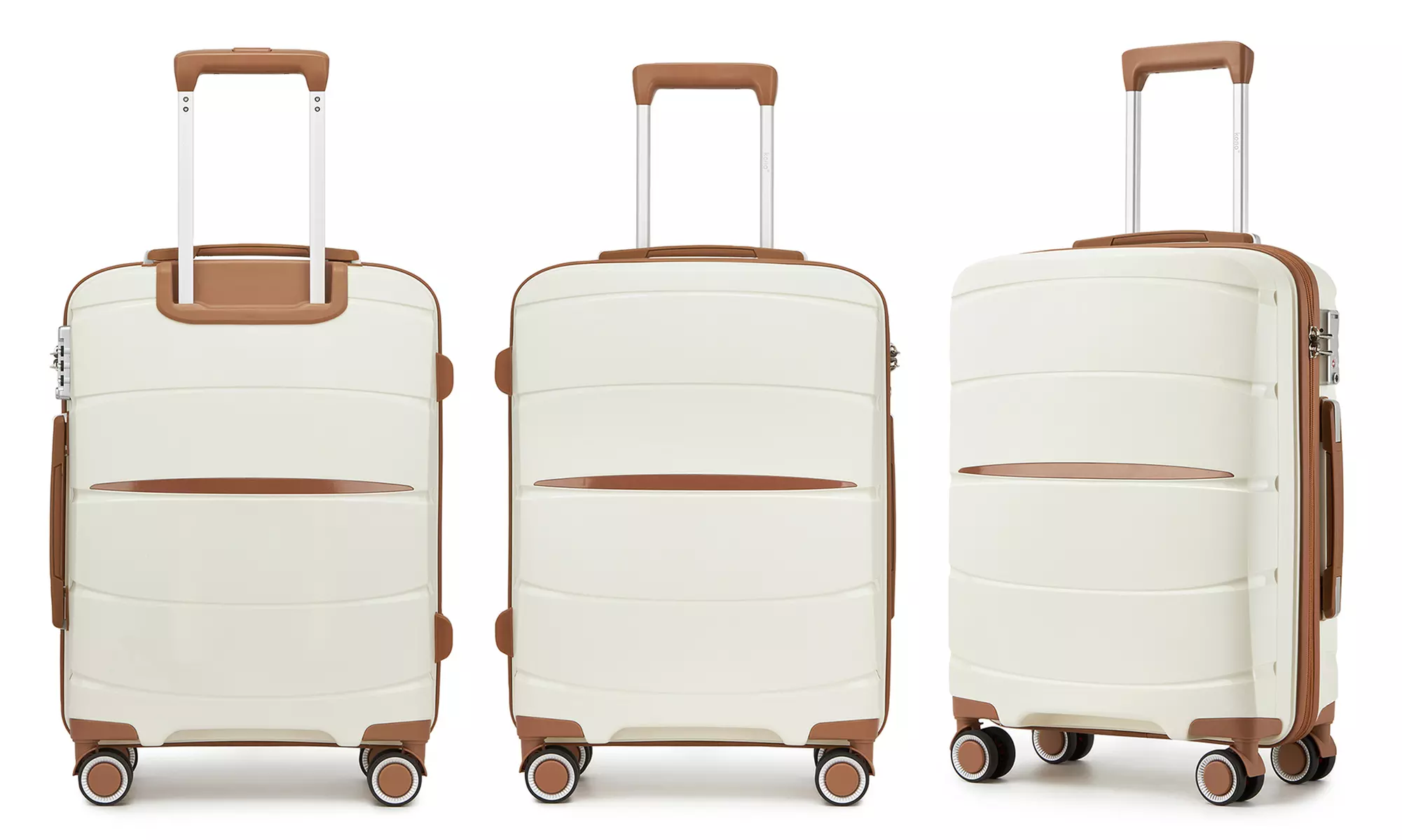 1 / 3x KONO kratzfester PP-Reisekoffer mit leisen Rollen & TSA-Schloss