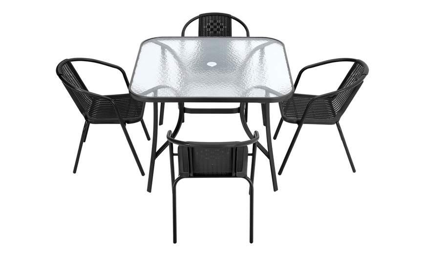 Image 23: Garden Rippled Tempered Glass Table Set