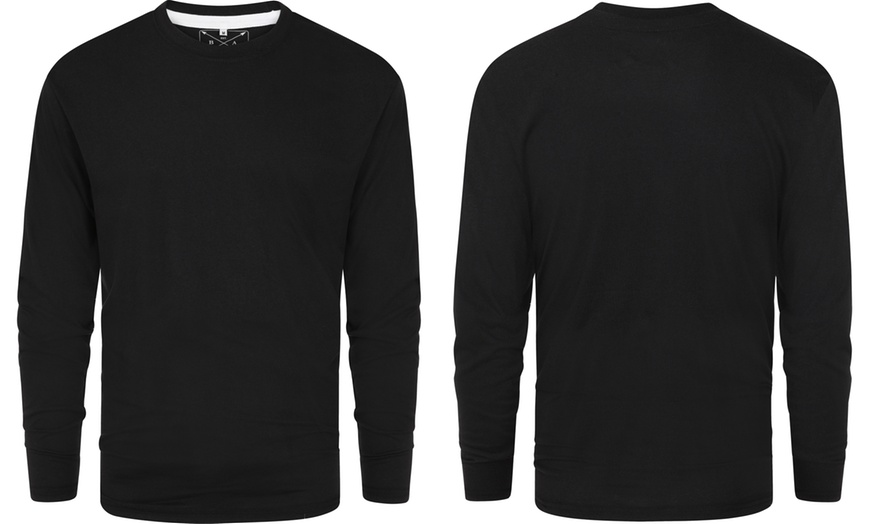 Image 8: Pack of Three Blu Apparel Long-Sleeved Crew Neck T-Shirts