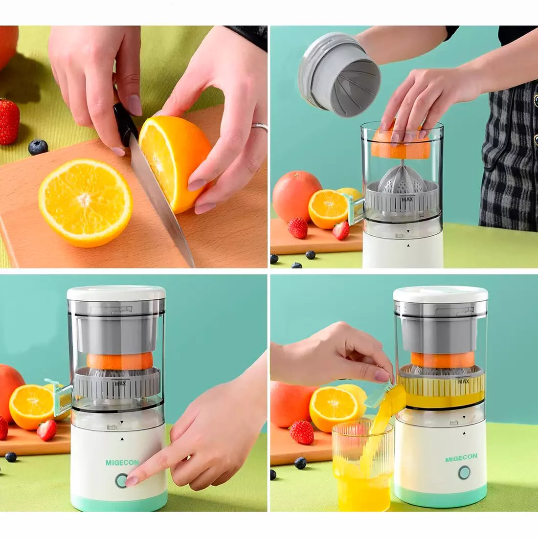 Kabellose, wiederaufladbare Zitruspresse mit USB-Anschluss
