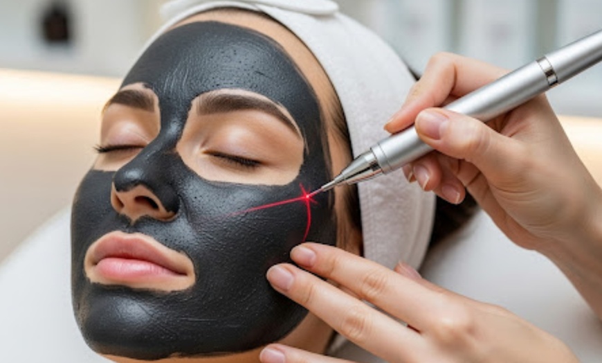 Image 1: Láser con mascarilla de carbón activo o limpieza facial láser  