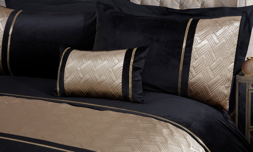 Image 6: Capri Velvet Touch Duvet Set with Diamante Trim