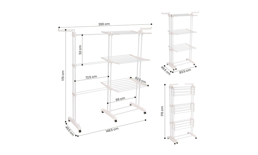 Image 7: Four-Tier Foldable Laundry Dryer Rack Indoor or Garden Rack 
