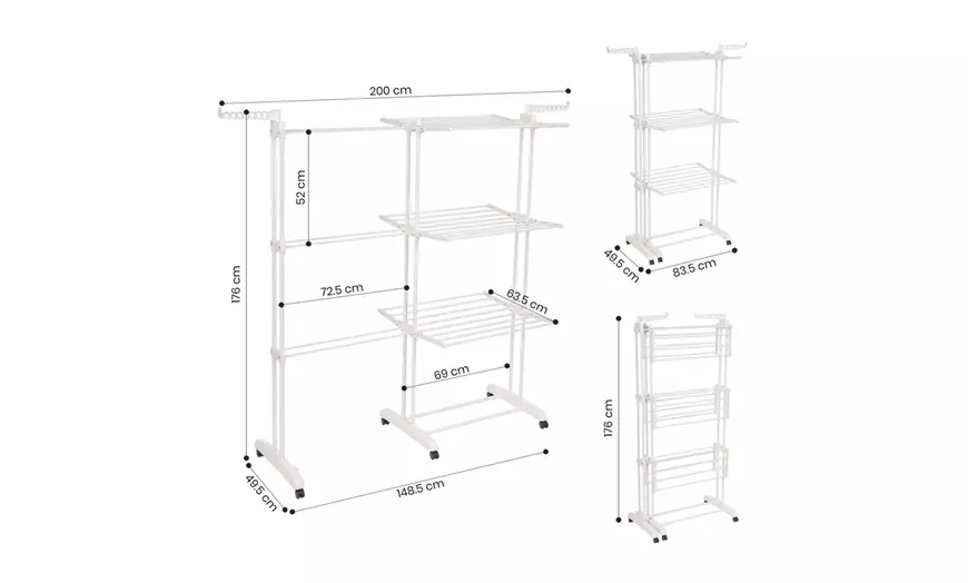 Image 7: Four-Tier Foldable Laundry Dryer Rack