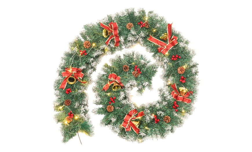 Image 12: Living And Home Festive Pre-Decorated Christmas Garland