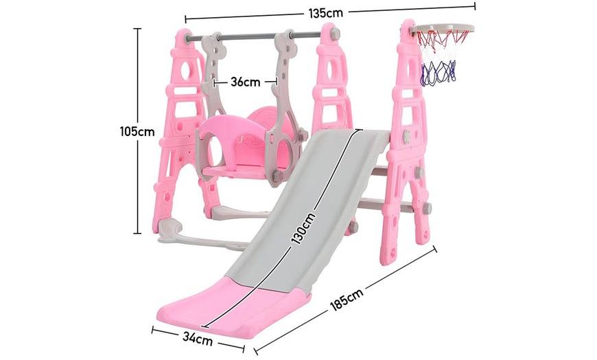Image 6: 4-in-1 Toddler Playset with Slide, Swing, Climber and Basketball Hoop