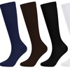 Image 4: 3-6 Pairs Knee-High Solid Compression Socks for Men & Women Graduated 15-20 mmHg