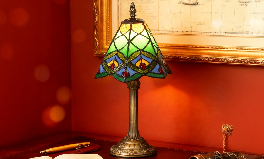 Image 8: HOMCOM Tiffany-Style Stained Glass Table Lamps